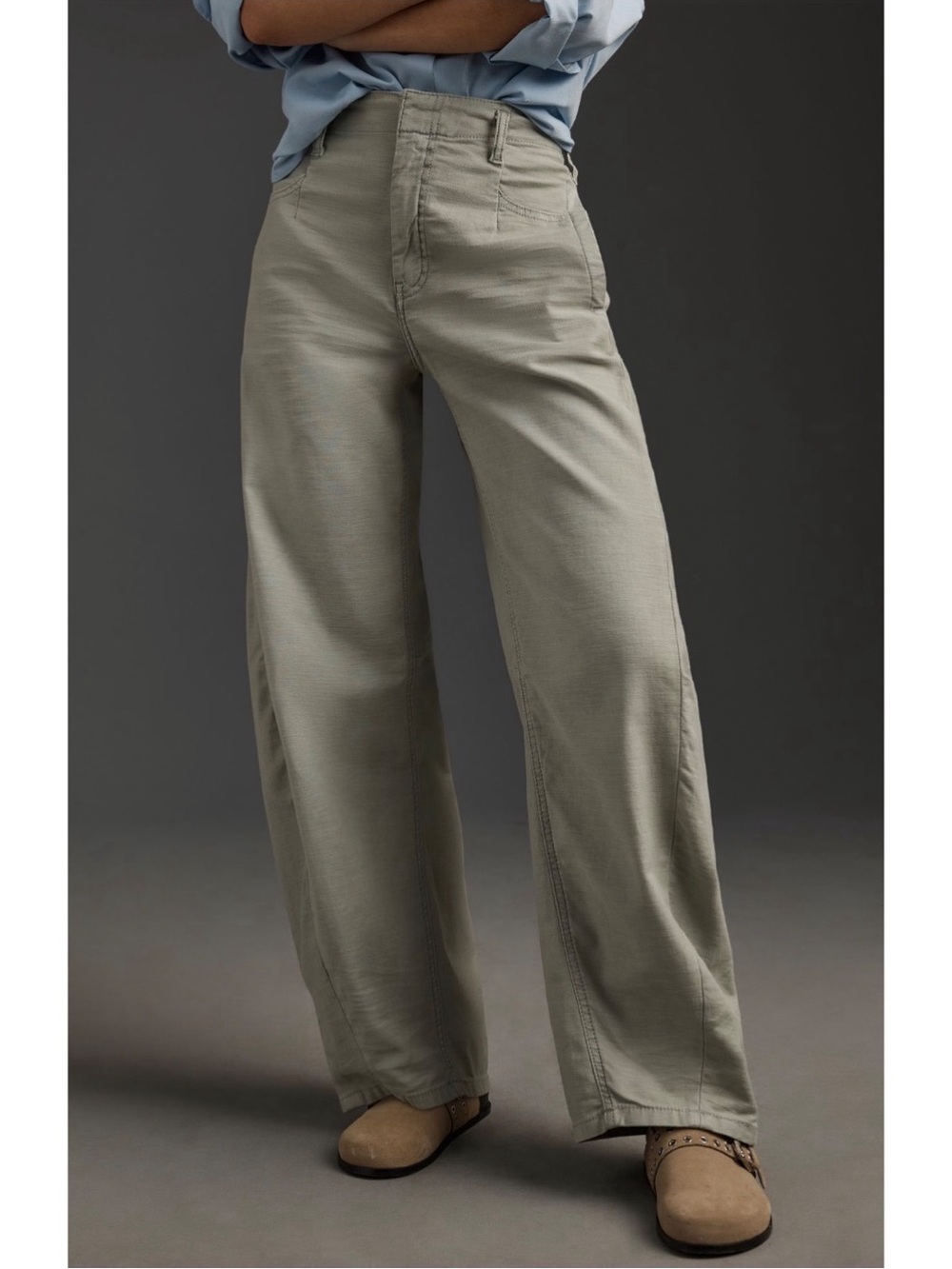 Anthropologie Pilcro Vintage Bow Gray Full Length Pants Size 31 Cotton Stretch